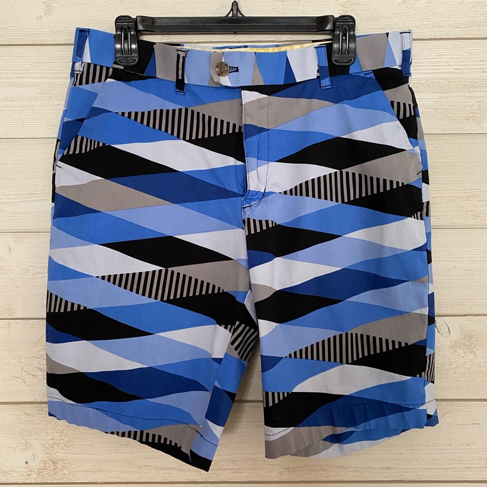 Loudmouth Blue and Black Geometric Men Shorts